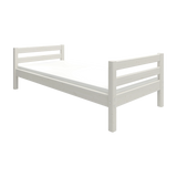 FLEXA enkeltseng, HVID, fra en skandinavisk serie med hovedgærde med lameller; børnesikkert design til børneværelset.