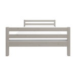 FLEXA Classic single bed in grey solid pine with slatted headboard and footboard, shown front-on in a child’s bedroom.