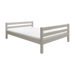 FLEXA single bed from the FLEXA collection in grey, 140x200 cm, with horizontal slats, shown on white background.
