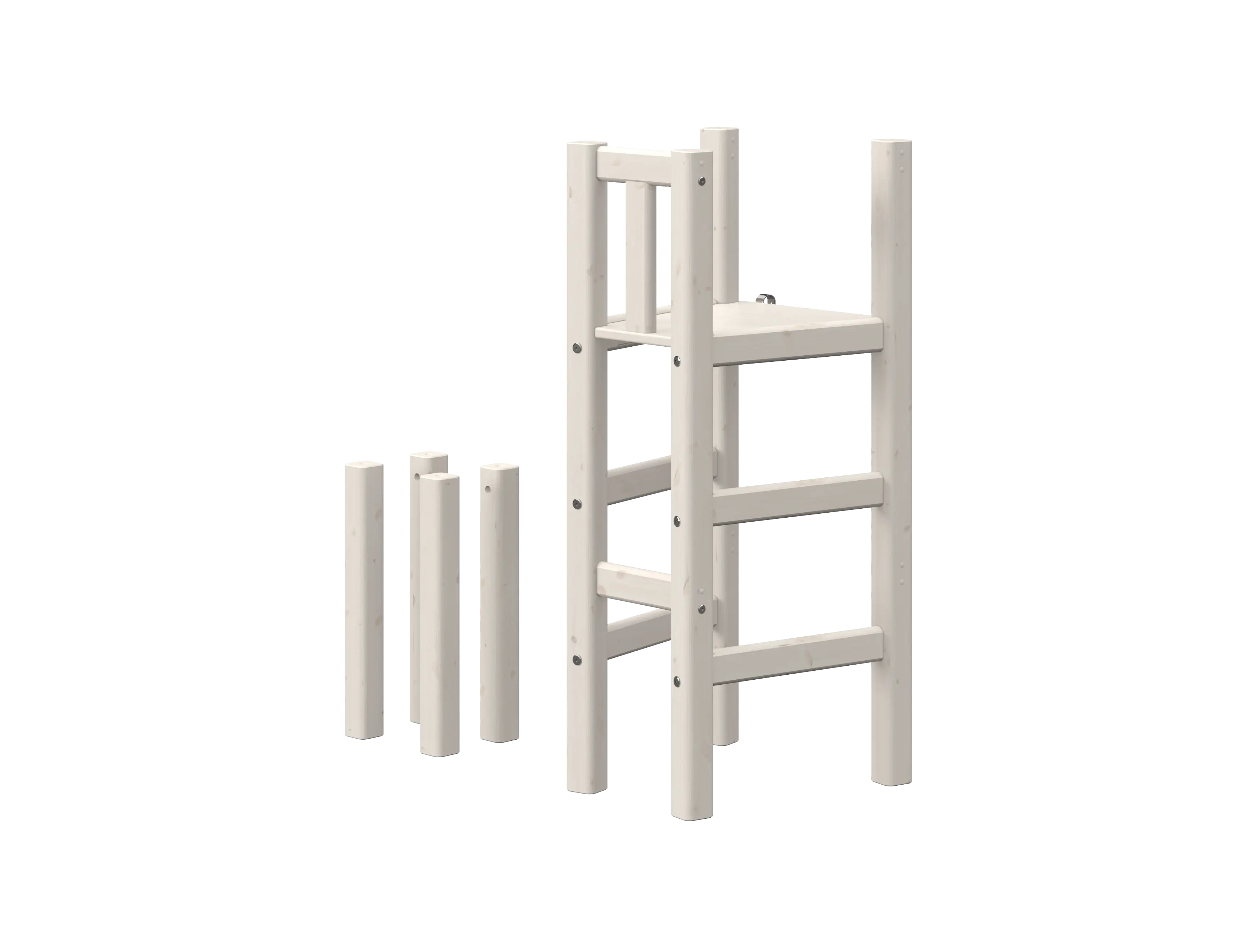 Platform and Legs for High Bed 120 cm, White LADDER_LEGS platform-and-legs-for-mid-high-bed-white-washed  flexa-com.myshopify.com