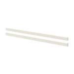 FLEXA hvide sikkerhedsgelændere, 200 cm, to side om side på grå baggrund; børnesikkert design til senge eller køjesenge.