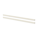 FLEXA hvide sikkerhedsgelændere, 200 cm, to side om side på grå baggrund; børnesikkert design til senge eller køjesenge.