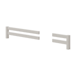 Pair of grey FLEXA divided safety rails, one long and one short, shown on white, child-safe bedside design.