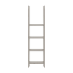 FLEXA-stige til højseng, grå og lyst træ, 4 skridsikre trin, børnesikkert design, set oprejst på hvid baggrund.