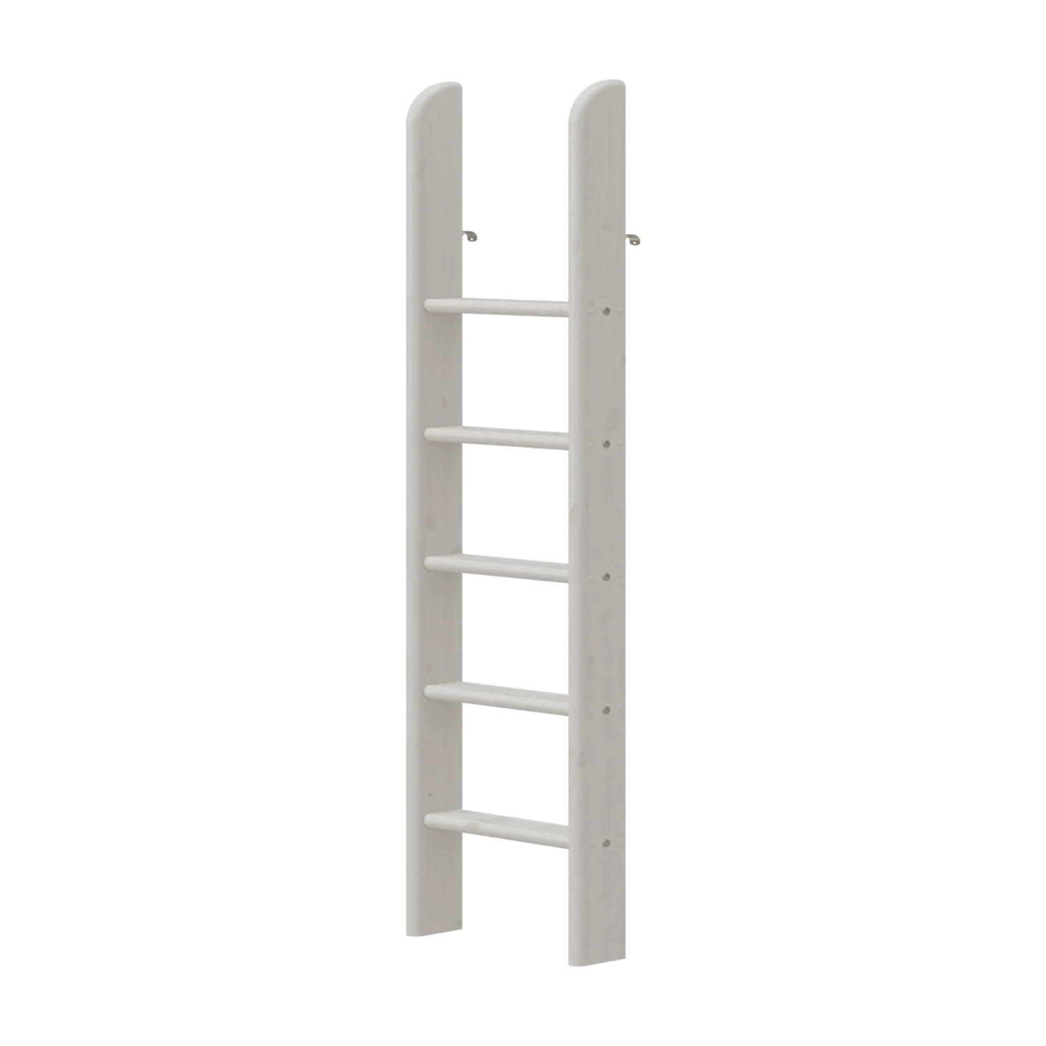 FLEXA grijze rechte ladder van POPSICLE voor hoogslaper, 5 antisliptreden, afgebeeld op een witte achtergrond, met zichtbare kindveilige randen.
