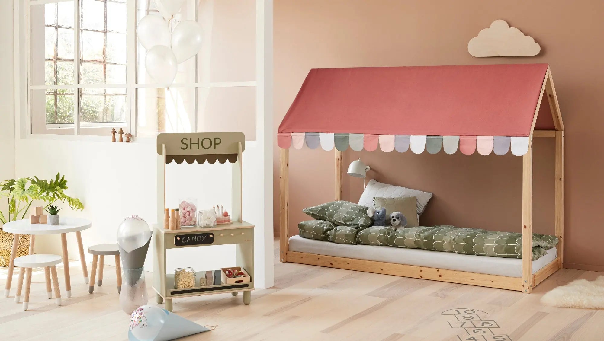 Roof for COTTAGE, 90x200, Rose TEXTILE cottage-roof-misty-rose  flexa-com.myshopify.com