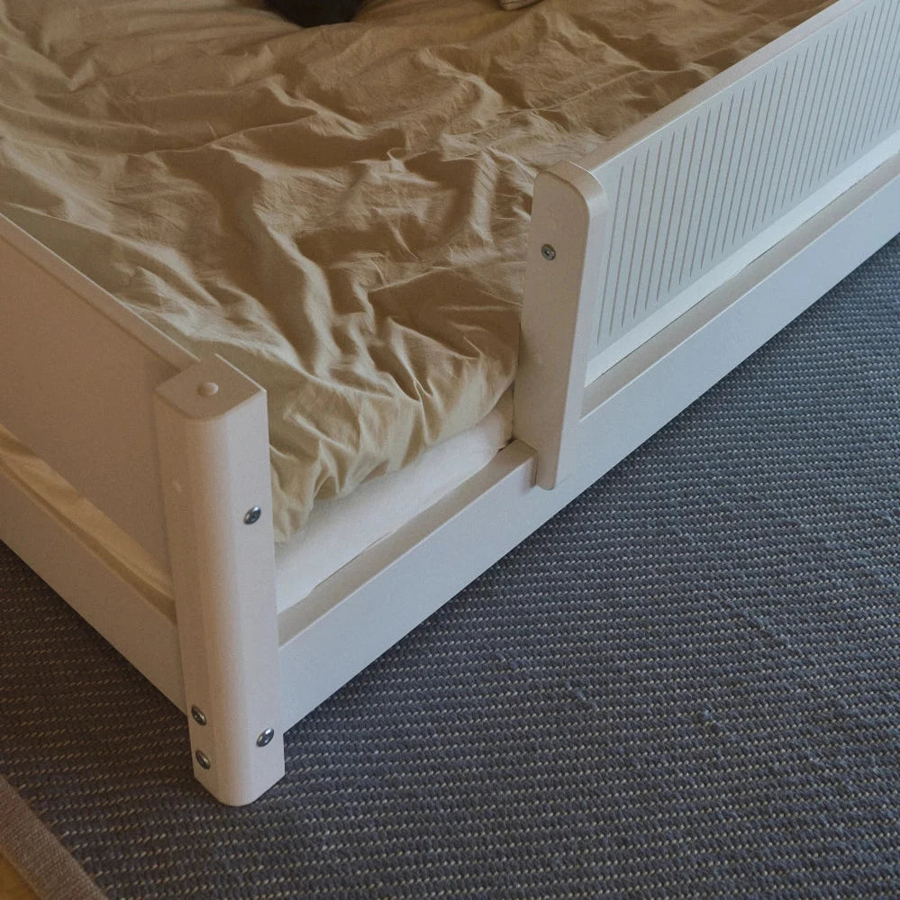 FLEXA Montessori Bed with Front Safety Rail Grooves, 90x200 cm, White, view 5