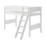 High Bed 143 cm with Ladder and Safety Rail, 90x200 cm, White SEMI_HIGH-BED semi-high-bed-w-slanting-ladder-white-white-1  flexa-com.myshopify.com