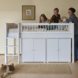 FLEXA High Bed 120 cm with Straight Ladder and Safety Rail, 90x200 cm, WHITE, Crossbars, view 3