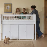 FLEXA High Bed 120 cm with Straight Ladder and Safety Rail, 90x200 cm, WHITE, Crossbars, view 6