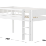 High Bed 120 cm with Ladder and Safety Rail, 90x200 cm, White MID_HIGH-BED midslp-f-wht-mdf-200x90-str-ladder-crossbars-f-wht  flexa-com.myshopify.com
