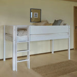 FLEXA High Bed 120 cm with Straight Ladder and Safety Rail, 90x200 cm, WHITE, Grooves, view 3