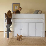 FLEXA High Bed 120 cm with Straight Ladder and Safety Rail, 90x200 cm, WHITE, Grooves, view 7