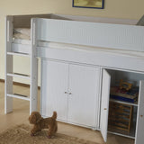 FLEXA High Bed 120 cm with Straight Ladder and Safety Rail, 90x200 cm, WHITE, Grooves, view 9