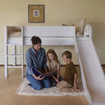 FLEXA High Bed 120 cm with Slide, Slanting Ladder and Safety Rail, 90x200 cm, WHITE, Grooves, view 2