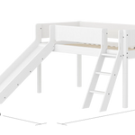High Bed 120 cm with Slide, Ladder and Safety Rail, 90x200 cm, White MID_HIGH-BED midslp-slide-200x90-sl-ladder-grooves-f-wht  flexa-com.myshopify.com