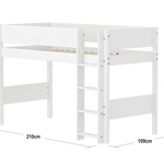 High Bed 143 cm with Ladder and Safety Rail, 90x200 cm, White SEMI_HIGH-BED semi-highsleeper-200x90-f-wht-str-ladder-grooves  flexa-com.myshopify.com