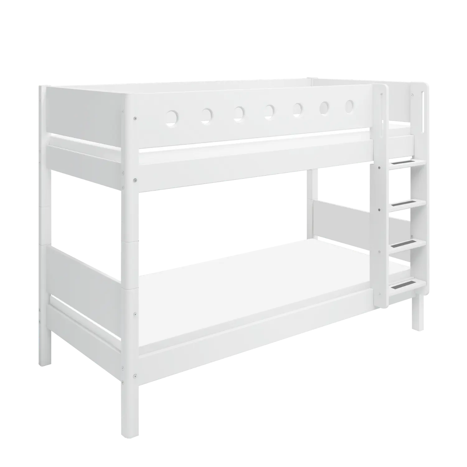 Bunk Bed 154 cm with Ladder and Safety Rail, 90x200 cm, White BUNKBED bunk-bed-w-straight-ladder-white-white-1  flexa-com.myshopify.com