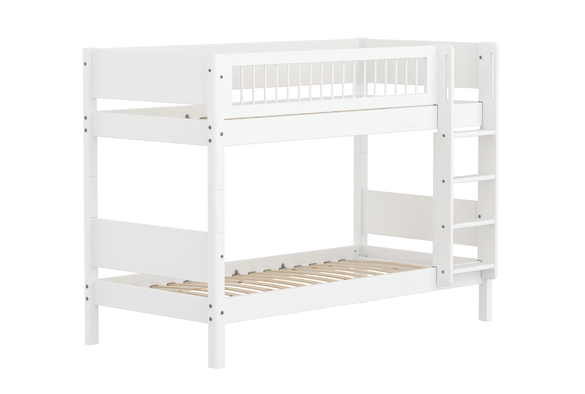 Bunk Bed 154 cm with Ladder and Safety Rail, 90x200 cm, White BUNKBED bunk-bed-f-wht-mdf-200x90-safety-rail-w-crossbars-f-wht  flexa-com.myshopify.com