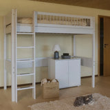FLEXA High Bed 184 cm with Ladder and Safety Rail, 90x200 cm, WHITE, Crossbars, view 3