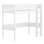 High Bed 184 cm with Ladder and Safety Rail, 90x200 cm, White HIGHBED high-sleeper-f-wht-mdf-200x90cm-legs-f-wht-rail-f-wht-1  flexa-com.myshopify.com