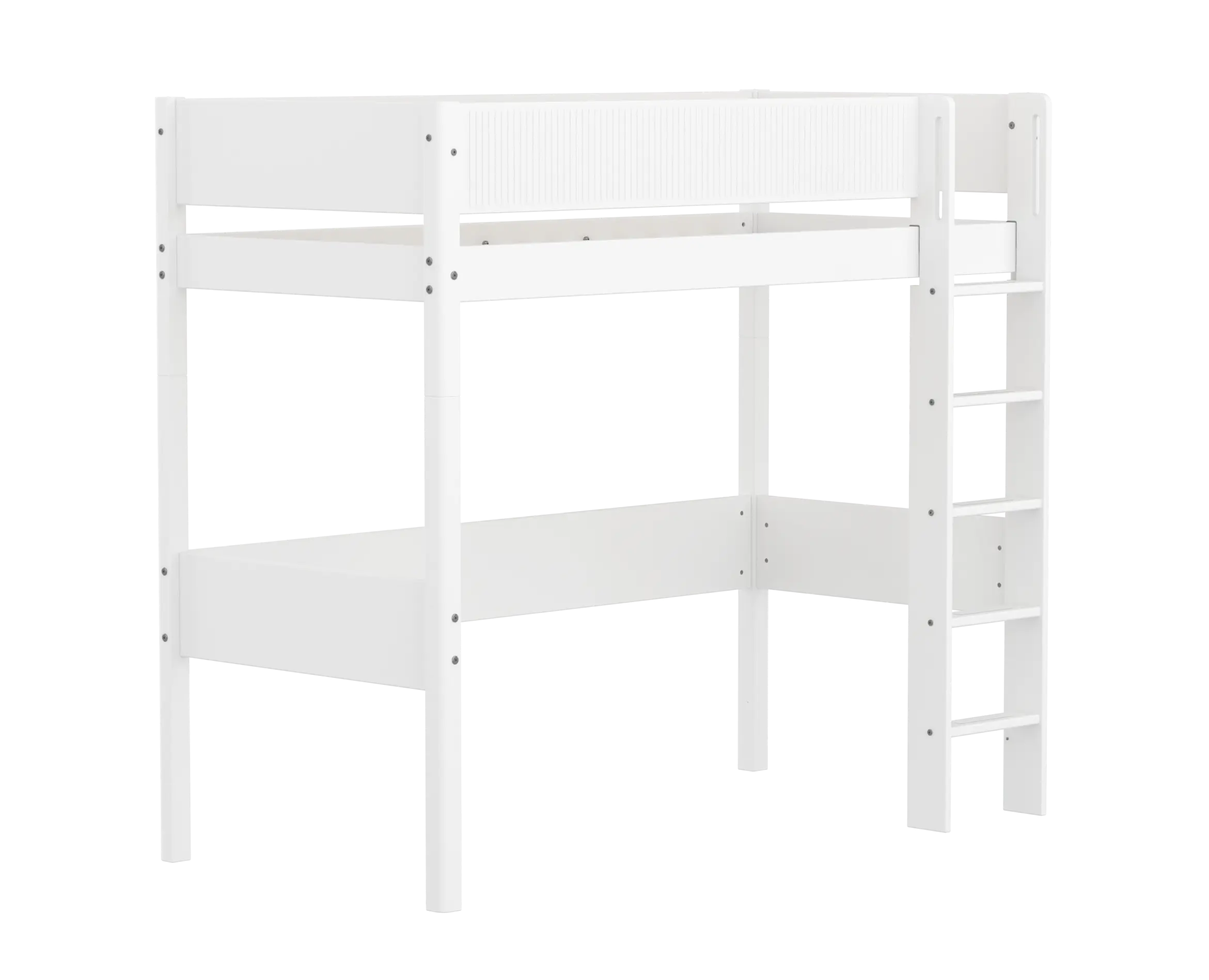 High Bed 184 cm with Ladder and Safety Rail, 90x200 cm, White HIGHBED high-sleeper-f-wht-mdf-200x90cm-legs-f-wht-rail-f-wht-1  flexa-com.myshopify.com