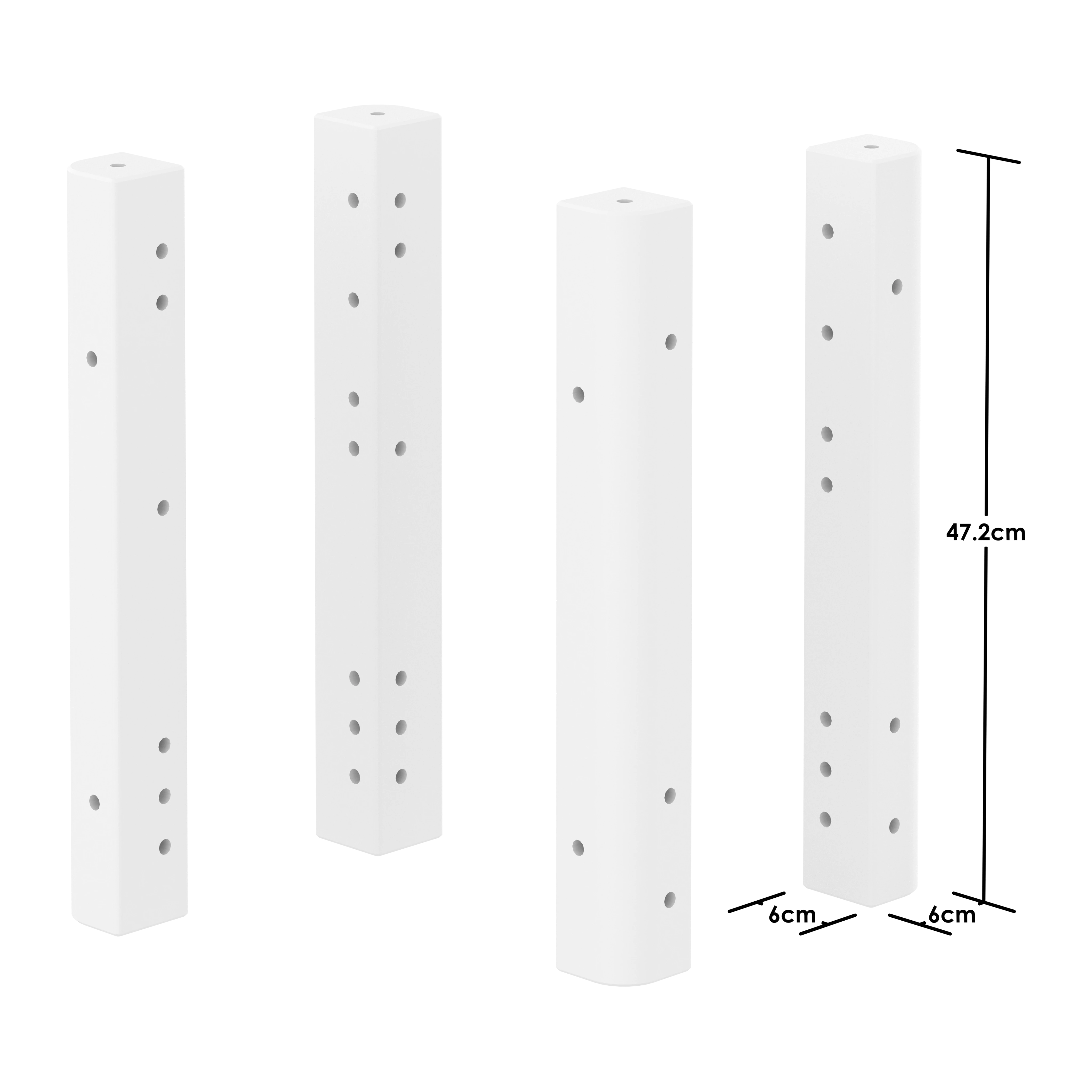 FLEXA Bed Legs for Montessori Bed, 4 pcs, White, measurements 47.2 x 6 x 6 cm