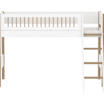 High Bed 143 cm with Ladder and Safety Rail, 90x200 cm, White/Oak SEMI_HIGH-BED semi-highsleeper-200x90-legs-crossbars-oak-sl-ladder  flexa-com.myshopify.com