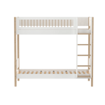 FLEXA Bunk Bed 184 cm with Straight Ladder and Crossbar Safety Rail, 90x200 cm, White/Oak, view 4
