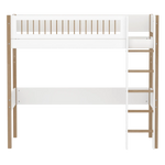 High Bed 184 cm with Ladder and Safety Rail, 90x200 cm, White/Oak HIGHBED high-sleeper-f-wht-mdf-200x90cm-legs-oak-rail-f-wht  flexa-com.myshopify.com