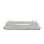 FLEXA bedside table, grey MDF with rounded edges, white metal handles; child-safe design for bedroom use.