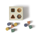 Wooden Shape Sorting box, 10 pcs, Handpainted, Green PLAY wooden-shape-sorting-box-multicolors-natural-wood  flexa-com.myshopify.com