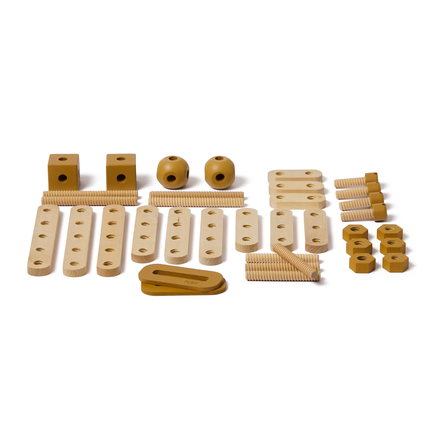 Construction Set, 36 pcs, Handpainted, Yellow PLAY construction-set-mustard-natural-wood  flexa-com.myshopify.com