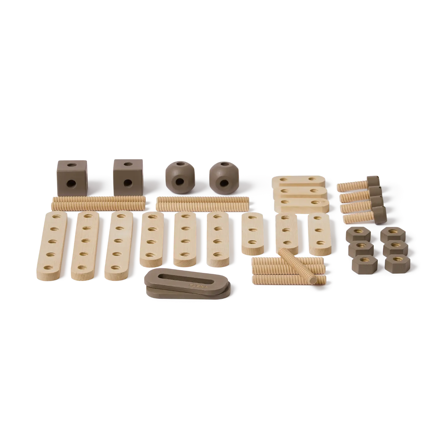 Construction Set, 36 pcs, Handpainted, Brown PLAY construction-set-brown-natural-wood  flexa-com.myshopify.com
