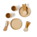 Tableware, 10 pcs, Handpainted, Yellow PLAY tableware-mustard-natural-wood  flexa-com.myshopify.com