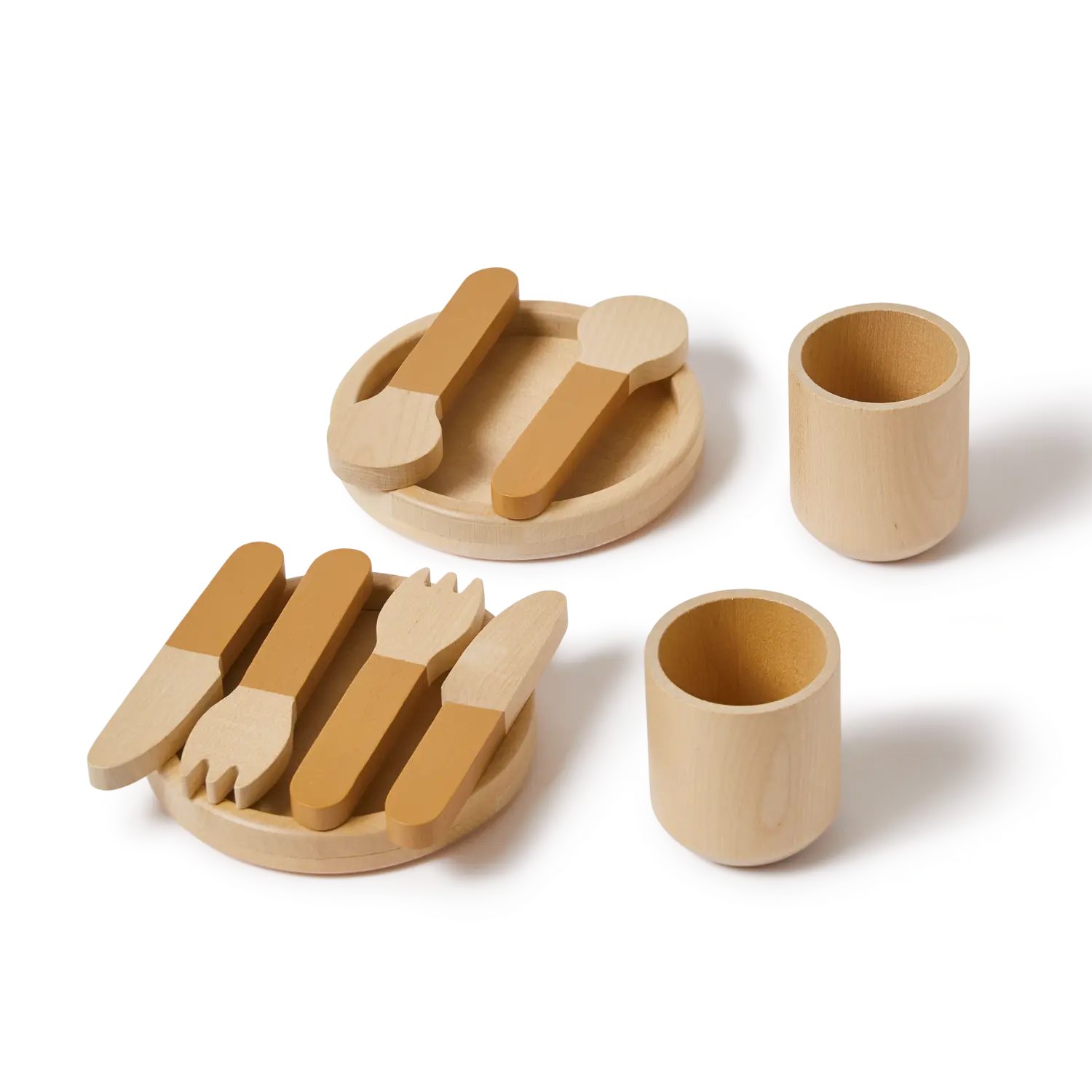 Tableware, 10 pcs, Handpainted, Yellow PLAY tableware-mustard-natural-wood  flexa-com.myshopify.com