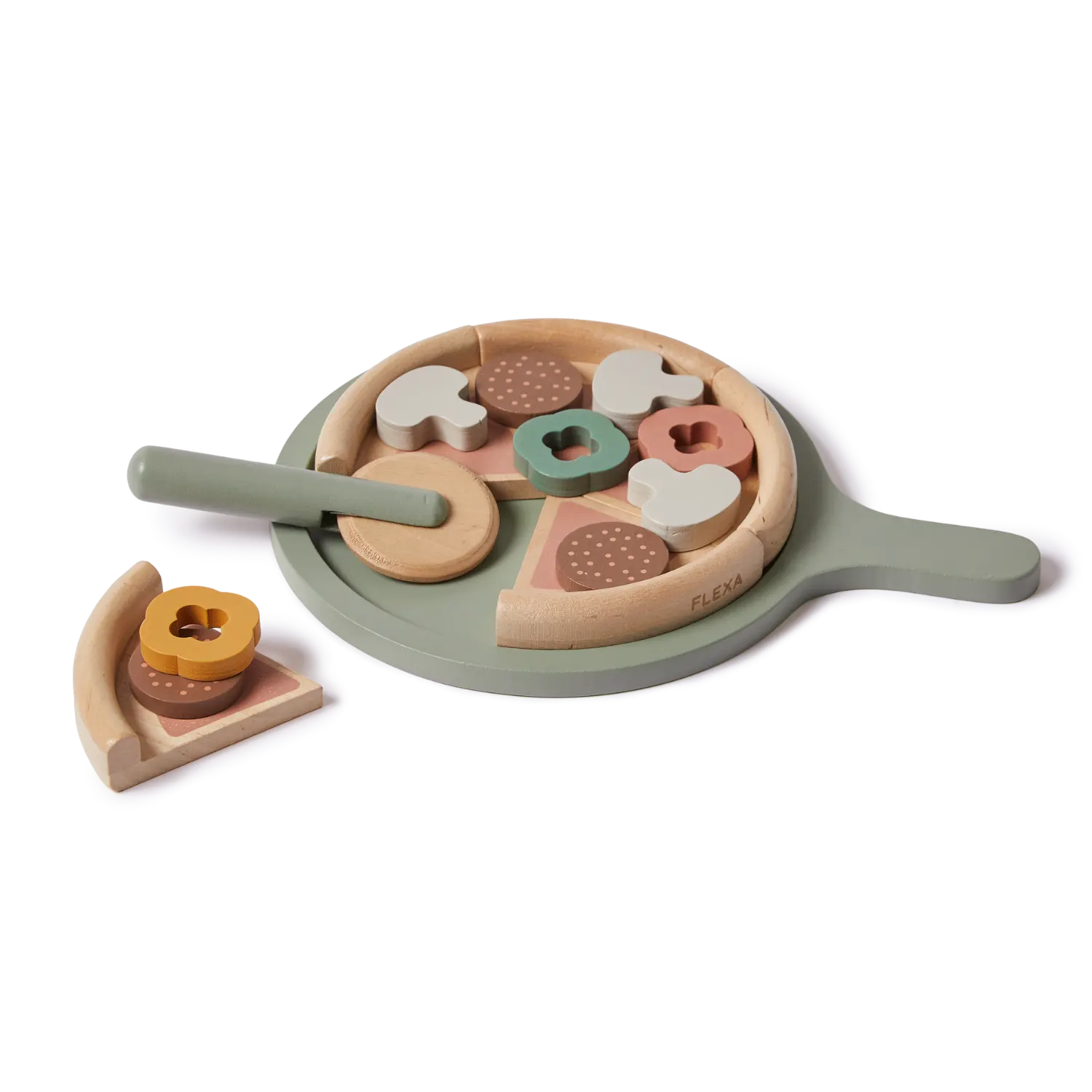 Pizza, 5 slices, Handpainted PLAY pizza-multicolors-natural-wood  flexa-com.myshopify.com