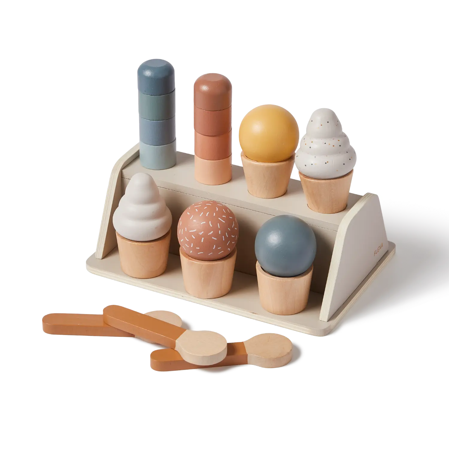 Ice Cream Set, 22 pcs, Handpainted PLAY ice-cream-set-multicolors-natural-wood  flexa-com.myshopify.com