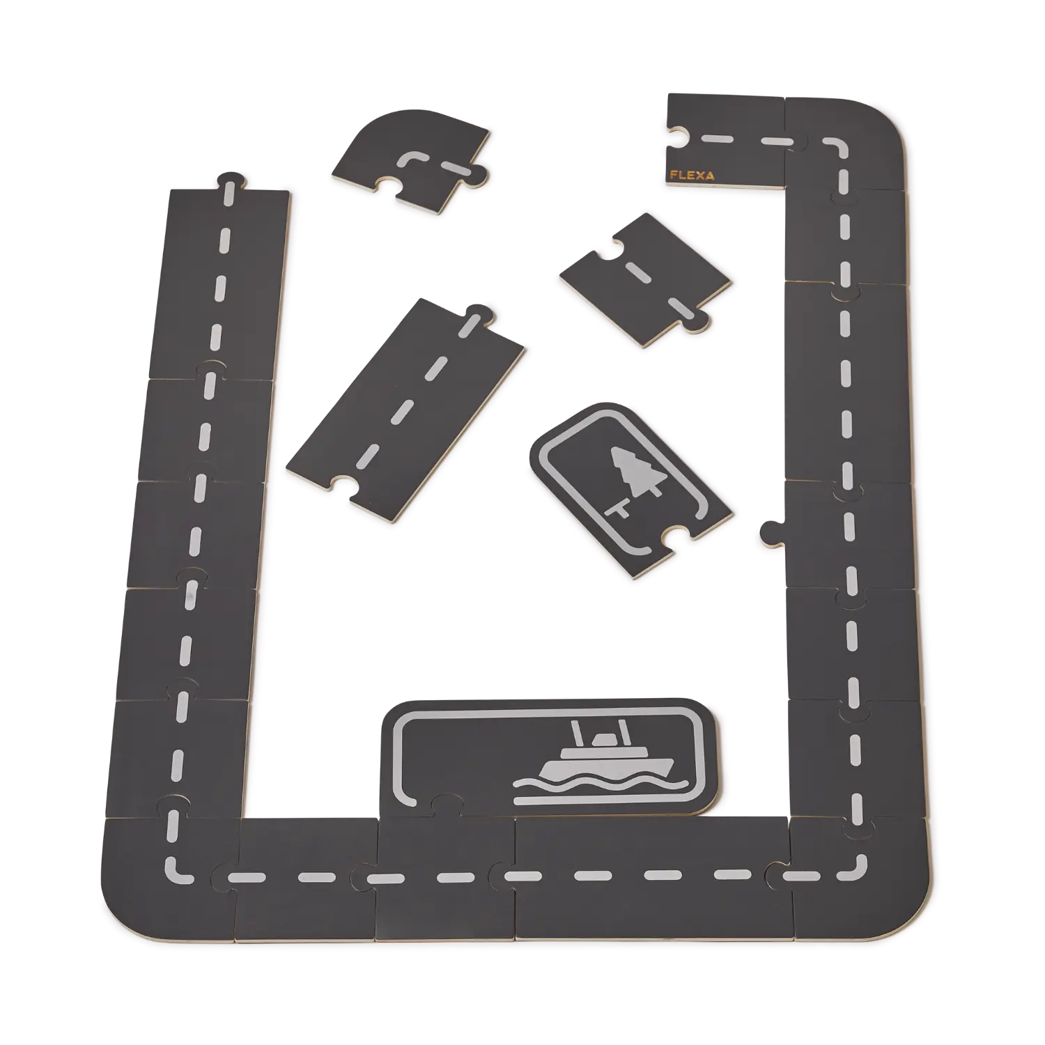 Car Tracks, 22 pcs, Handpainted PLAY car-tracks-multicolors-natural-wood  flexa-com.myshopify.com