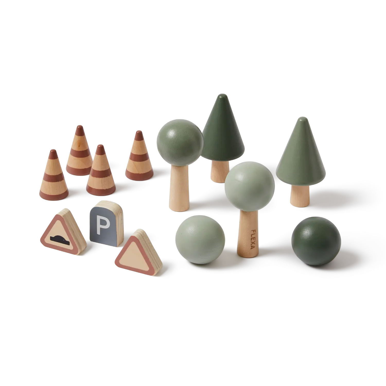 Accessories for Car Tracks, 13 pcs, Handpainted PLAY accessories-for-car-tracks-multicolors-natural-wood  flexa-com.myshopify.com