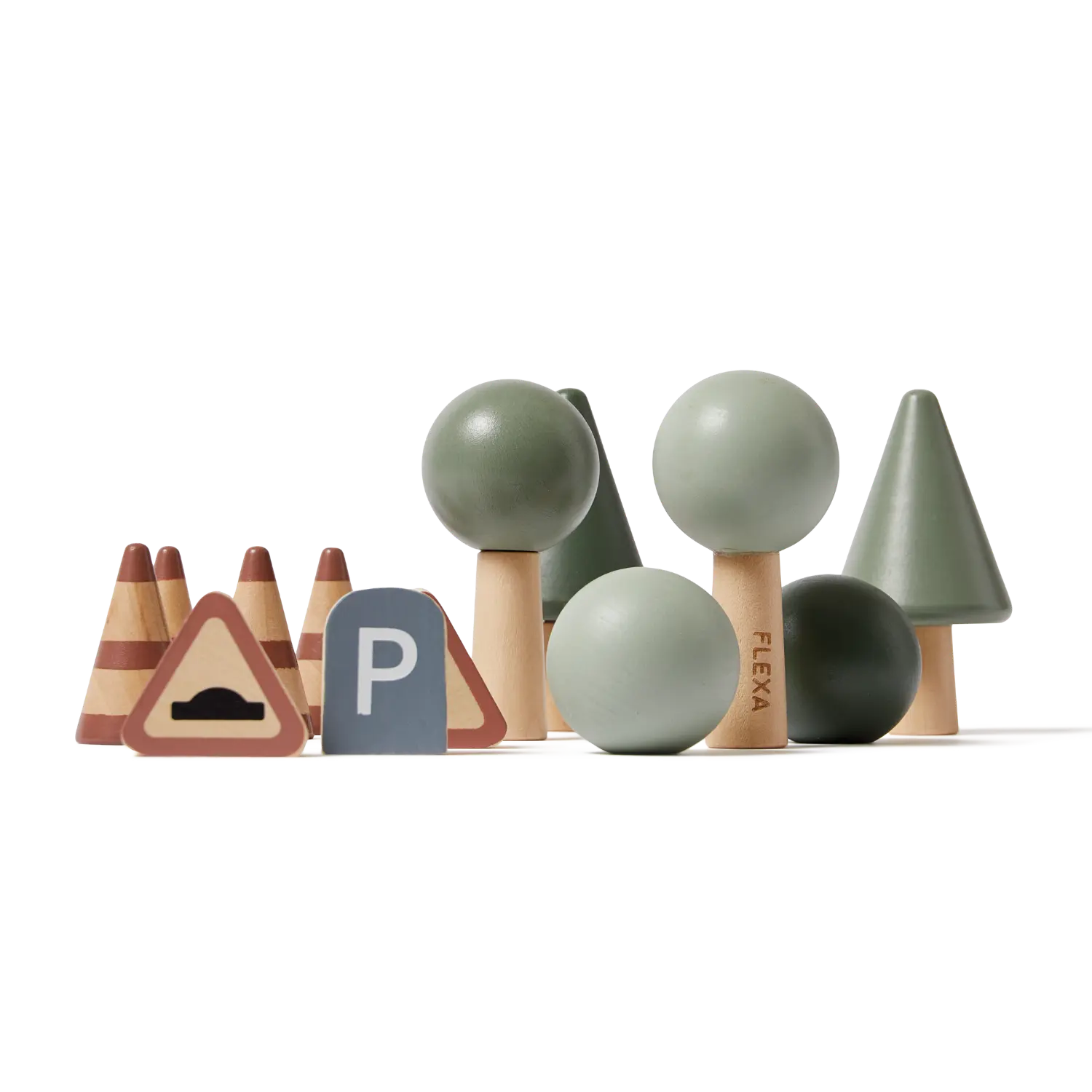 Accessories for Car Tracks, 13 pcs, Handpainted PLAY accessories-for-car-tracks-multicolors-natural-wood  flexa-com.myshopify.com
