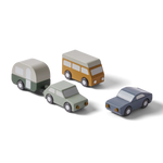 Cars, 3 cars & 1 caravan, Handpainted PLAY cars-multicolors-natural-wood  flexa-com.myshopify.com