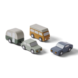 Cars, 3 cars & 1 caravan, Handpainted PLAY cars-multicolors-natural-wood  flexa-com.myshopify.com