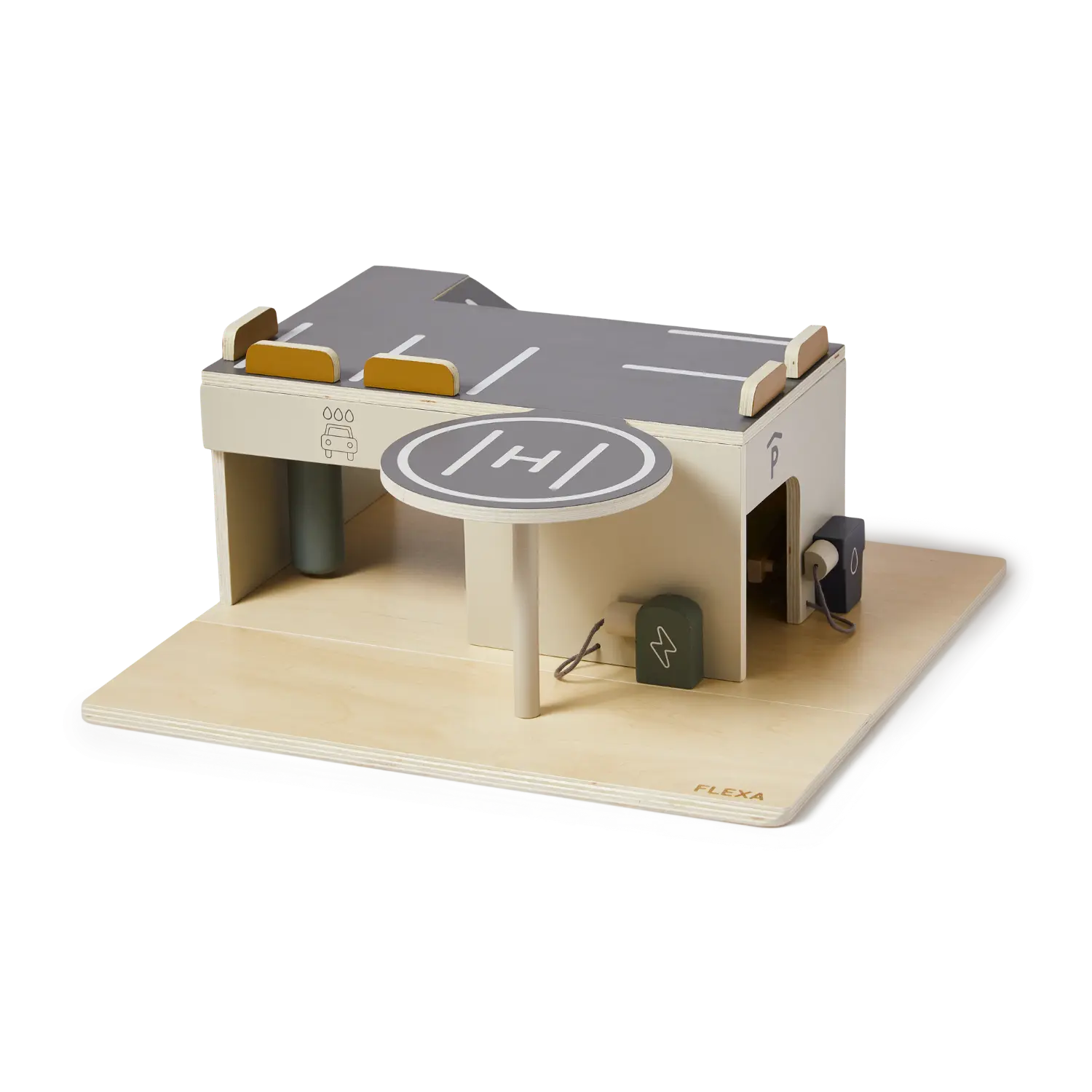 Wooden Parking Garage, Handpainted PLAY wooden-parking-garage-multicolors-natural-wood  flexa-com.myshopify.com