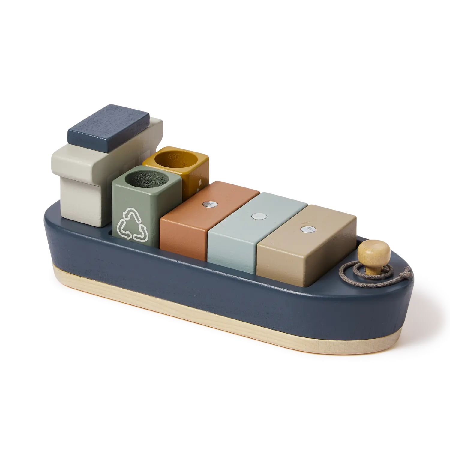 Container Ship, 1 ship & 5 containers, Handpainted PLAY container-ship-multicolors-natural-wood  flexa-com.myshopify.com