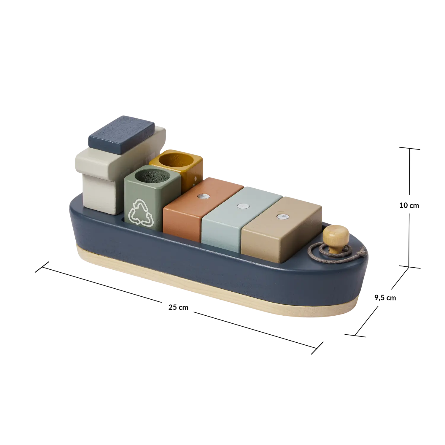 Container Ship, 1 ship & 5 containers, Handpainted PLAY container-ship-multicolors-natural-wood  flexa-com.myshopify.com