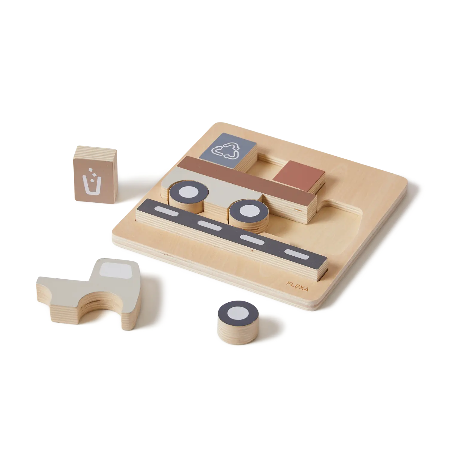 Truck Puzzle, 9 pcs, Handpainted PLAY truck-puzzle-multicolors-natural-wood  flexa-com.myshopify.com