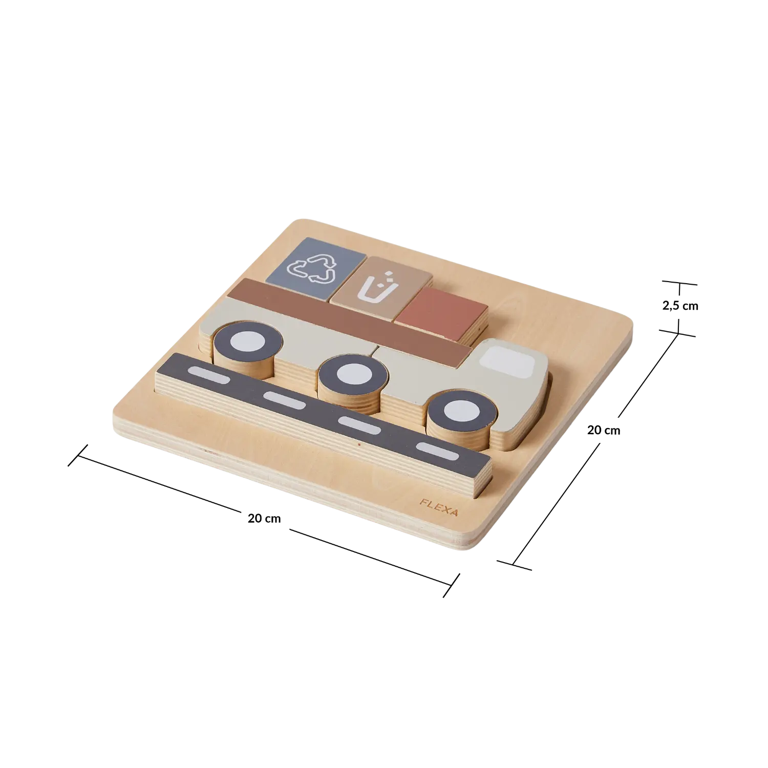 Truck Puzzle, 9 pcs, Handpainted PLAY truck-puzzle-multicolors-natural-wood  flexa-com.myshopify.com