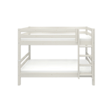 FLEXA CLASSIC white pine bunk bed with right ladder and safety rail, child-safe, shown in a children’s bedroom.