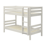 FLEXA white bunk bed ladder and legs, solid pine with anti-slip steps, shown in a children’s bedroom setting.
